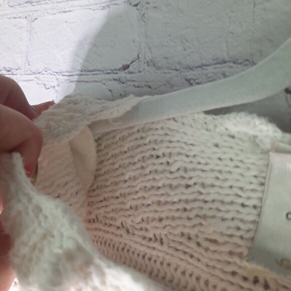 Vintage Express Hand Knit 1980s Floral Crochet Hem sweater - Picture 6 of 11